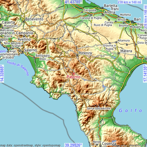 Topographic map of Paterno