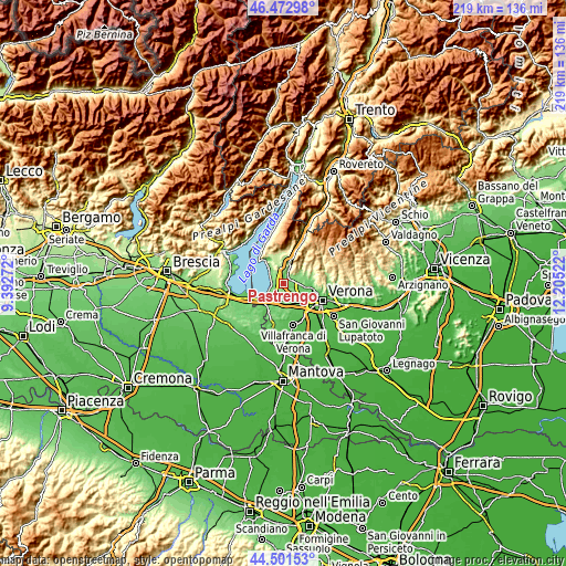 Topographic map of Pastrengo