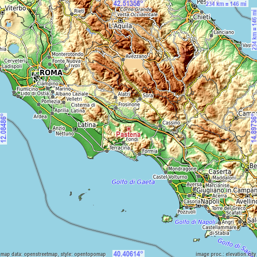 Topographic map of Pastena