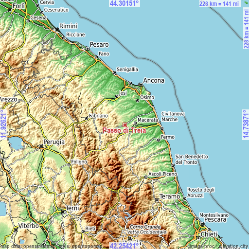 Topographic map of Passo di Treia