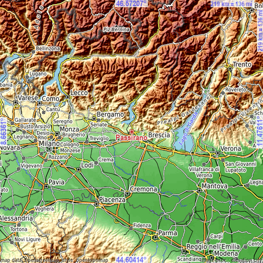 Topographic map of Passirano