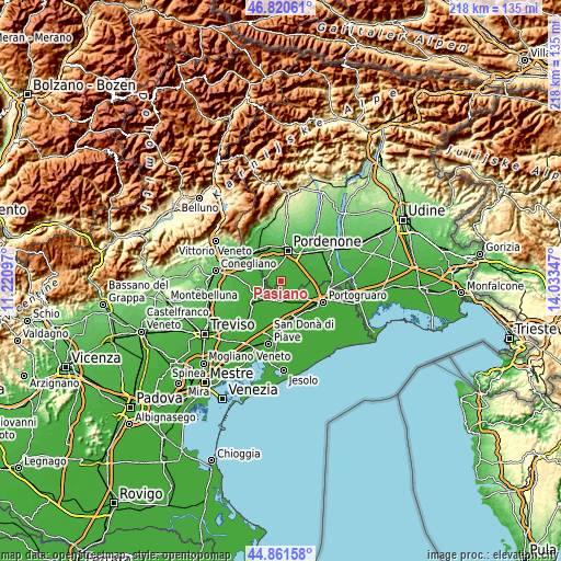 Topographic map of Pasiano