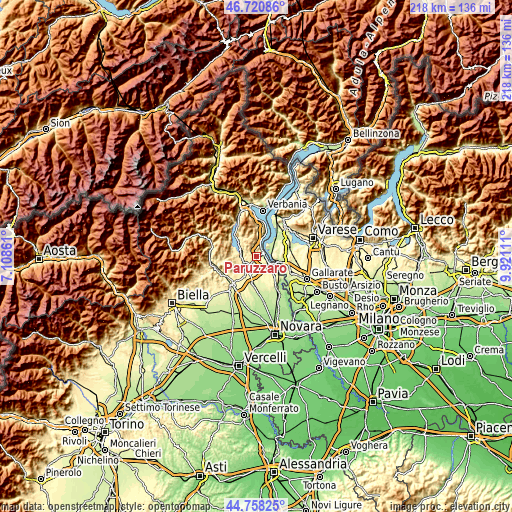 Topographic map of Paruzzaro