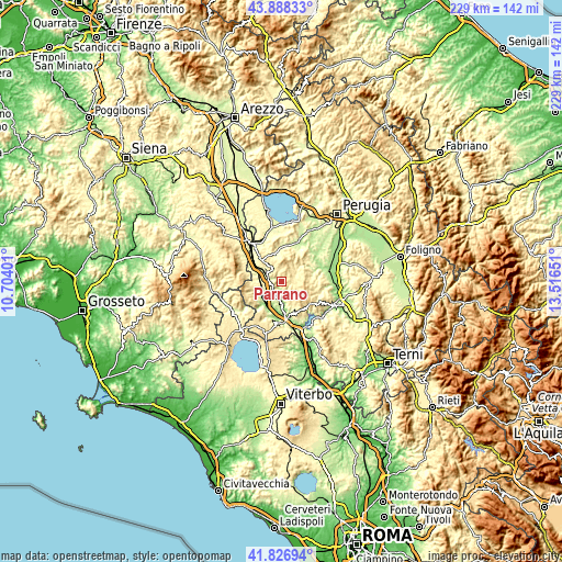 Topographic map of Parrano