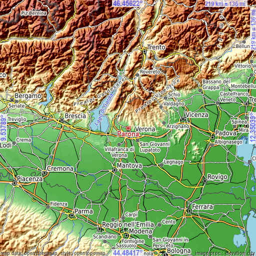 Topographic map of Parona