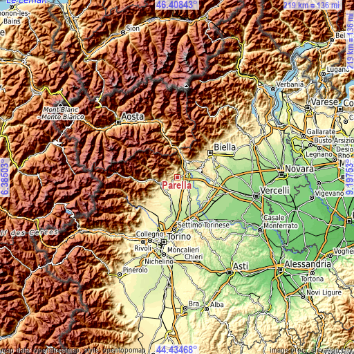 Topographic map of Parella