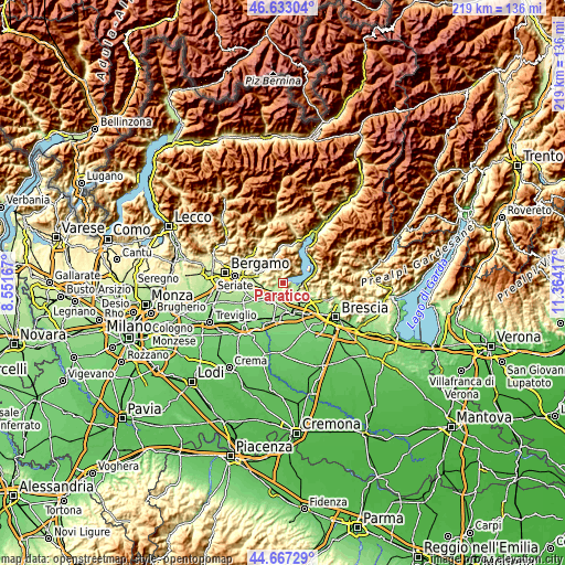 Topographic map of Paratico