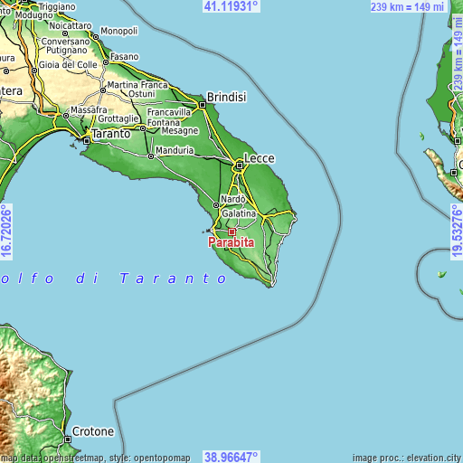 Topographic map of Parabita