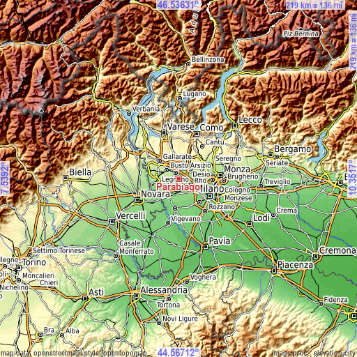 Topographic map of Parabiago