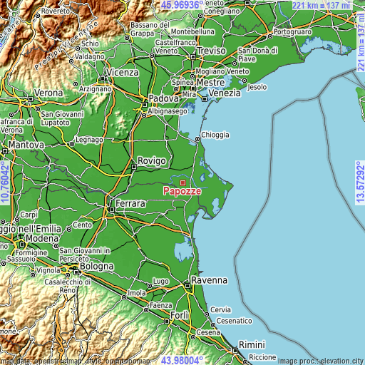 Topographic map of Papozze