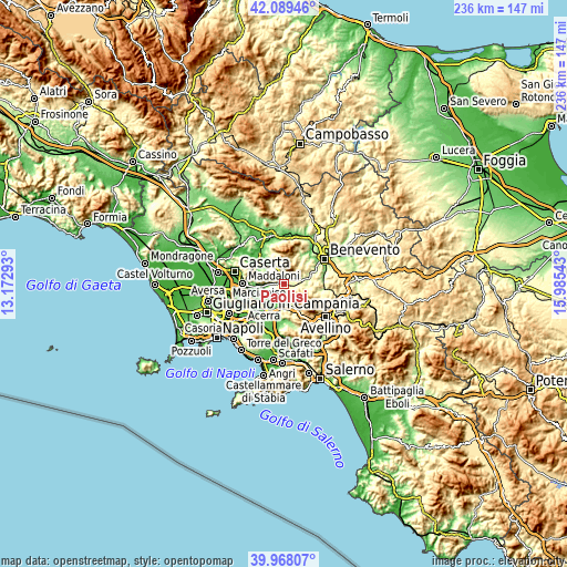 Topographic map of Paolisi