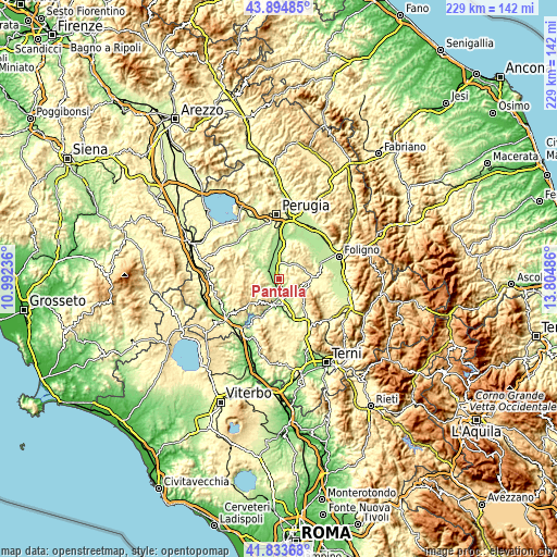 Topographic map of Pantalla