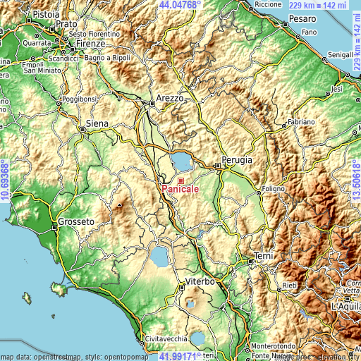 Topographic map of Panicale