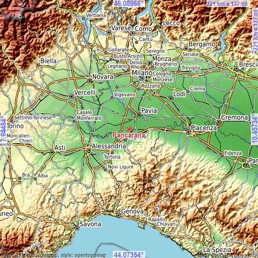 Topographic map of Pancarana