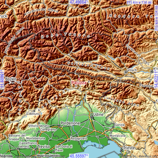 Topographic map of Paluzza