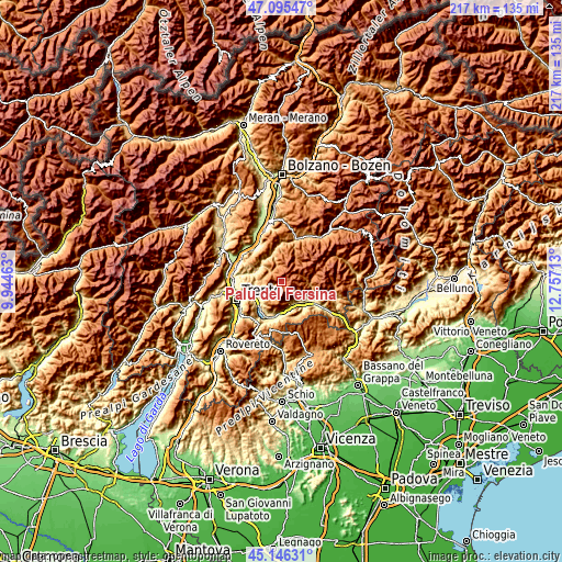 Topographic map of Palù del Fersina