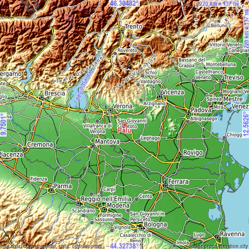 Topographic map of Palù