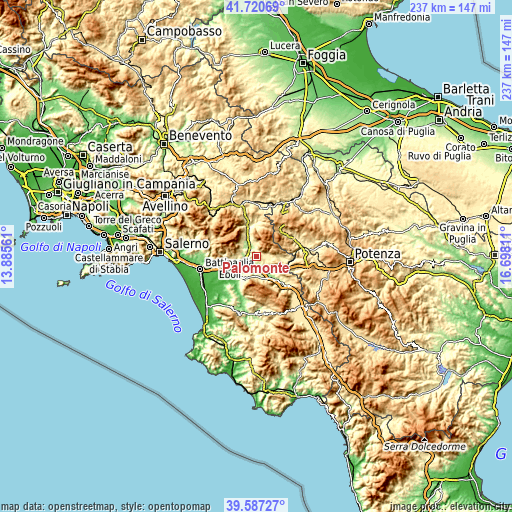 Topographic map of Palomonte