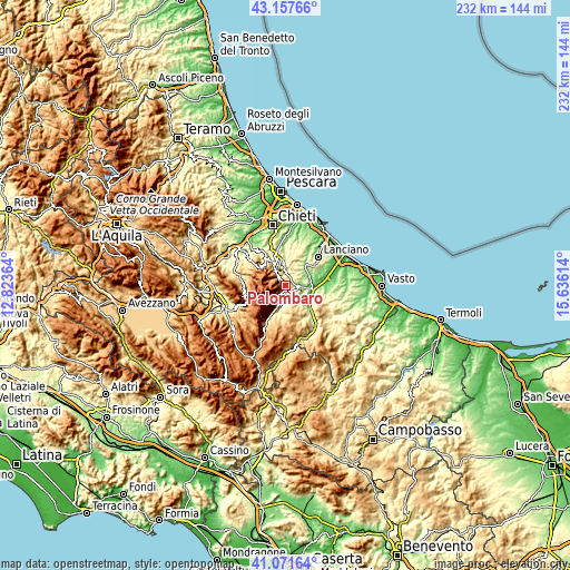 Topographic map of Palombaro