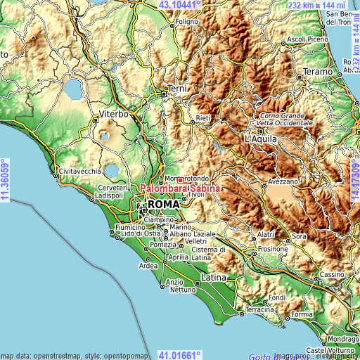 Topographic map of Palombara Sabina