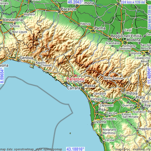 Topographic map of Pallerone