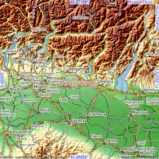 Topographic map of Palazzolo sull'Oglio