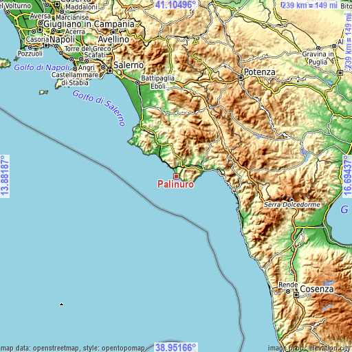 Topographic map of Palinuro