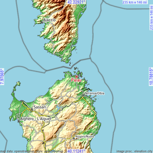 Topographic map of Palau