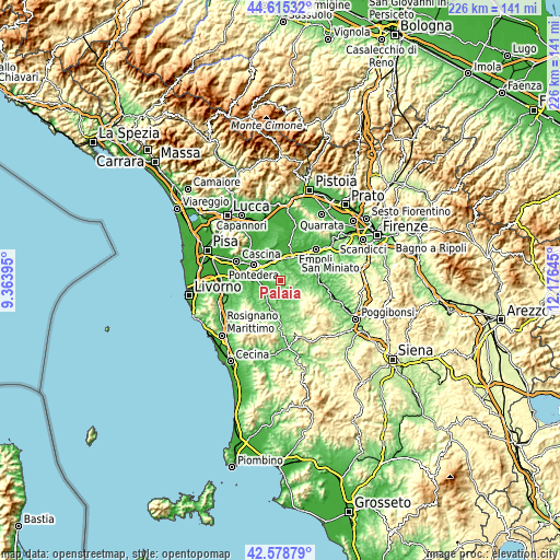 Topographic map of Palaia