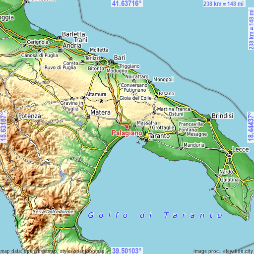 Topographic map of Palagiano