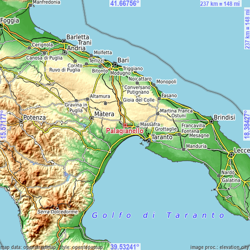 Topographic map of Palagianello