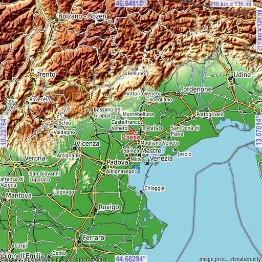 Topographic map of Paese