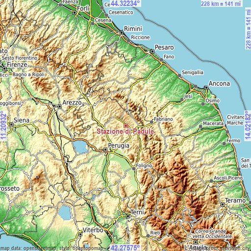 Topographic map of Stazione di Padule