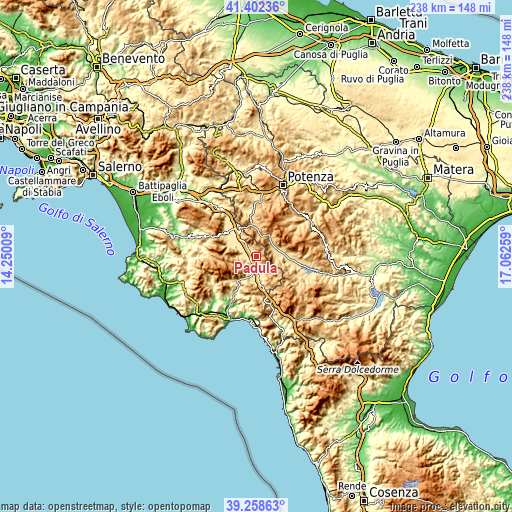 Topographic map of Padula