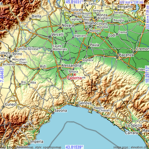 Topographic map of Paderna