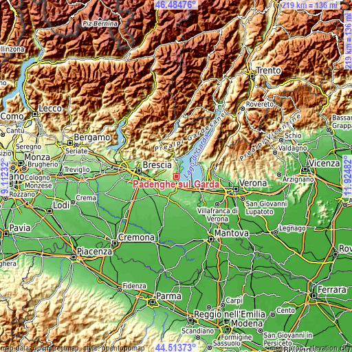 Topographic map of Padenghe sul Garda