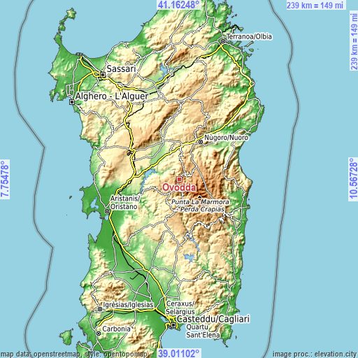 Topographic map of Ovodda