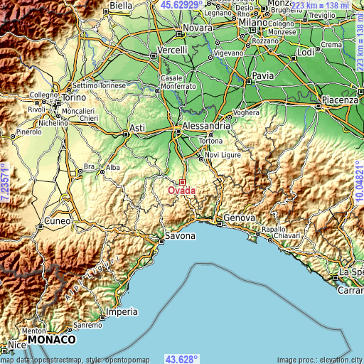 Topographic map of Ovada