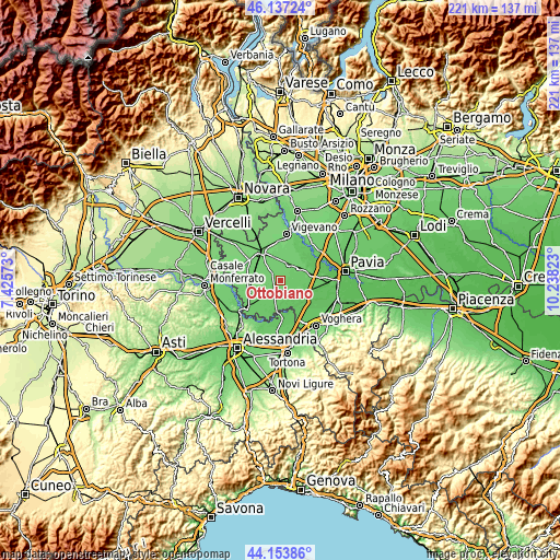 Topographic map of Ottobiano