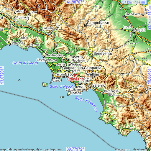 Topographic map of Ottaviano