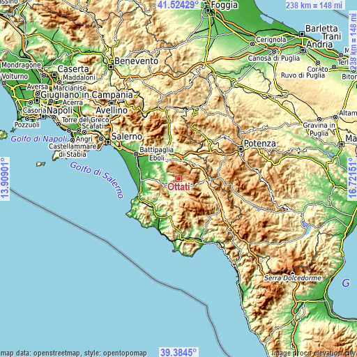 Topographic map of Ottati