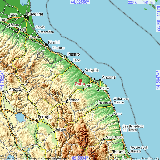 Topographic map of Ostra