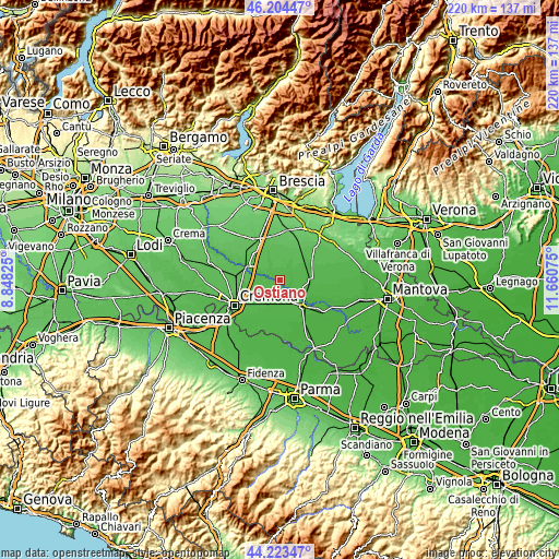 Topographic map of Ostiano