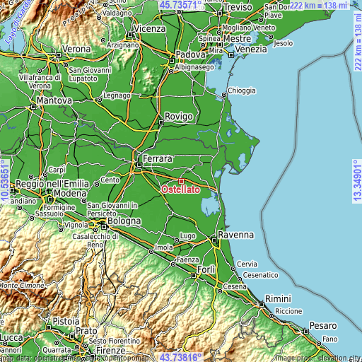 Topographic map of Ostellato