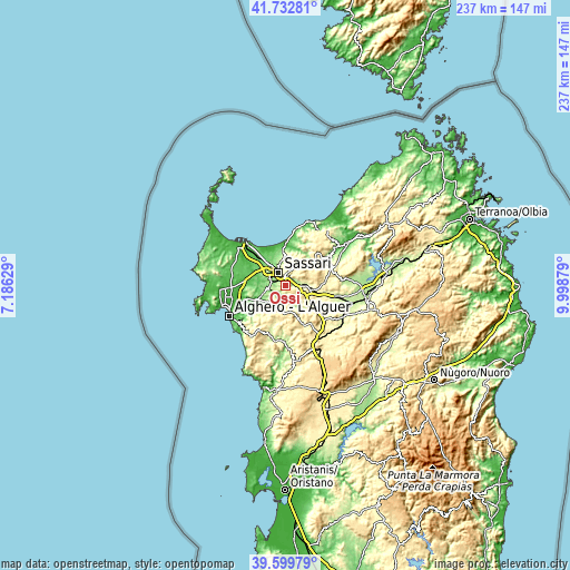 Topographic map of Ossi