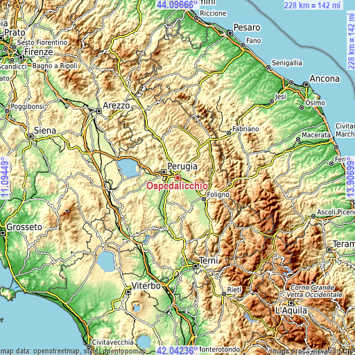 Topographic map of Ospedalicchio