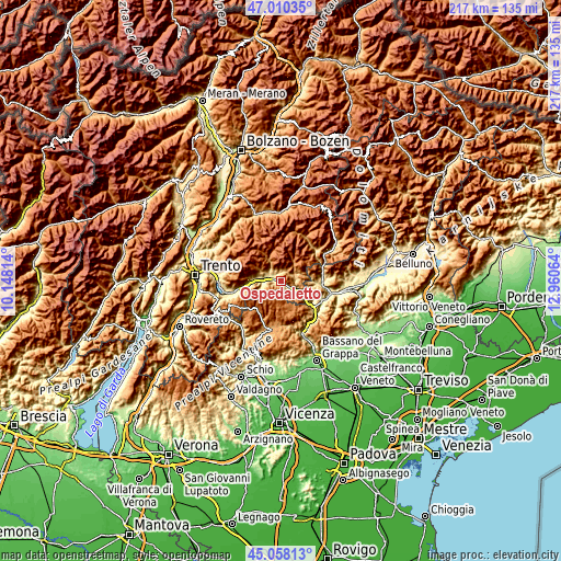 Topographic map of Ospedaletto