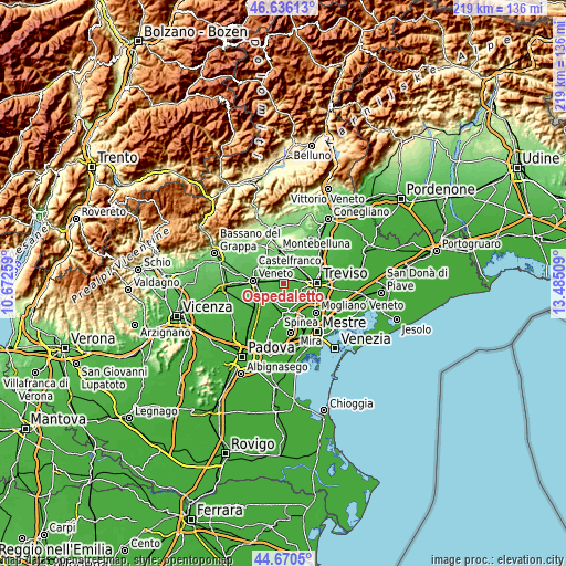 Topographic map of Ospedaletto