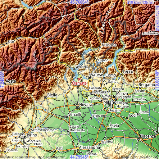 Topographic map of Osmate