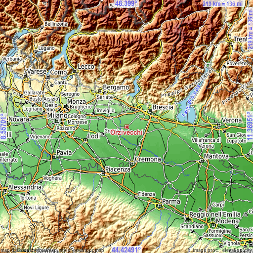 Topographic map of Orzivecchi